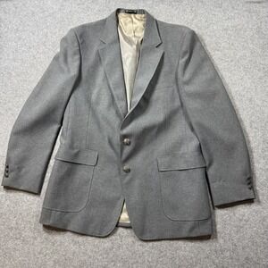 Edgeworth Mens Vintage Two Button Sport Coat Blazer Grey Wool Blend USA Made